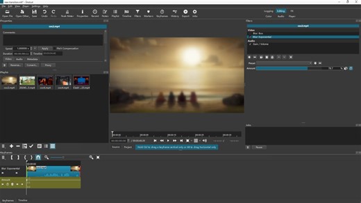 shotcut视频剪辑学习与总结第七期：转场的第二种形式（keyframes的运用）及视频模糊化处理（filters功能演示） 一点点小心得