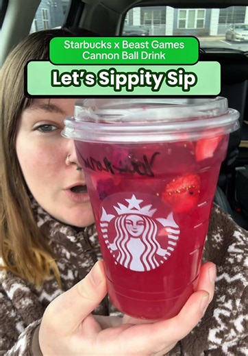 Starbucks & Beast Games Cannon Ball Drink Review!! #starbucks #beastgames #mrbeastchallenge #cannonball #drink @Starbucks @Beast Games