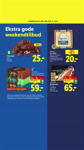 Lidl har masser af lækkerier til weekenden! Fx friske dadler, perfekt til efteråret, eller en hel lakseside til kun 75,- pr. 1/2 kg 😋🐟 | Lidl Danmark