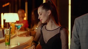 Charming Woman Sitting in Restaurant Interior. Closeup Handsome Man Flirting with Young