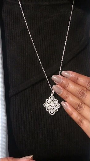 18K White Gold Diamond Pendant Necklace ✨ Minimal Luxury Floral Design Jewelry for Women