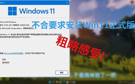 强制安装Win11 VHD双系统后的粗略体验与感受