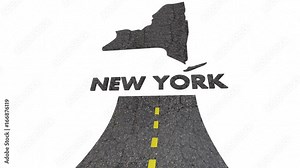 New York NY Road Map Word Travel Tourism Destination 3d Animation