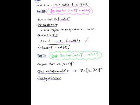 Orthogonal Complements (Theorem)