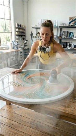 From Liquid Art to Luxury Table — Sanding a Massive Epoxy Resin Masterpiece