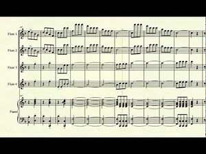 Symphony No. 5 (1st Movt) - L. V. Beethoven - for 4-part flute ensemble with piano