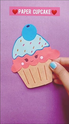 Super Cute Paper Cupcake Craft 🍰 | Easy DIY for Kids! #papercupcake #shorts