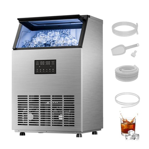 Check The Home Depot's Q&A Before Buying: IUDommy 18.9 in. 120 lb./24H Full Size Cubes Freestanding/Built-In Ice Maker in Stainless Steel with Dual Water Supply Options