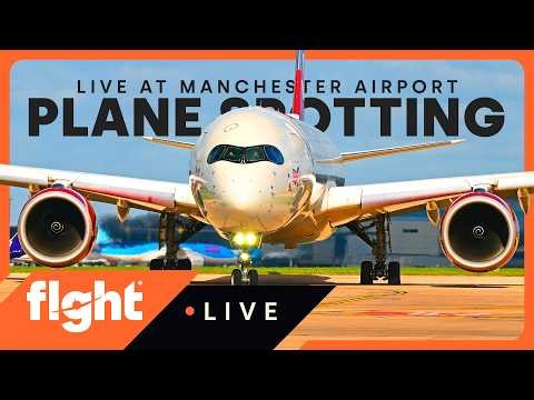 Manchester Airport LIVE (EGCC) 🧡 C17 OTT, Heavy jets & Rainy landings
