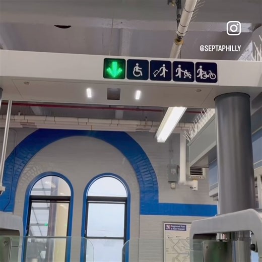 Check it out! Installation is underway for 20 of these new fare gates at the entrances to the Market-Frankford Line and Norristown High Speed Line at 69th Street Transportation Center. The full-length gates are designed to deter fare evaders from jumping over or crawling under the turnstiles. It’s estimated #SEPTA loses $30 to $40 million in revenue per year due to fare evasion. The gates are equipped with 3D imaging technology to distinguish between adults, children, and objects, such as wheelc