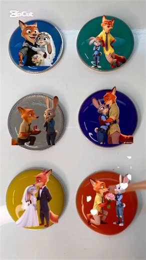 Zootopia Nick & Judy Romantic Cabochon Magnets #satisfyingvideo #colormixing#oddlysatisfying #shorts