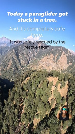 Today a paraglider got stuck in a tree A solo paraglider pilot made an emergency tree landing today. Fortunately, the pilot is safe and was quickly rescued. The Bir Billing team ensured that the situation was handled quickly and safely. #teambirbilling #paragliding #virel #shorts #birbillingparagliding #like #birbilling | Manoj Kumar