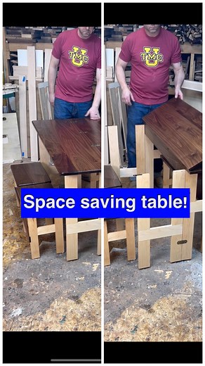 This is a fun and useful table and nesting benches to have in small spaces. It’s great when you want the opportunity to have a larger space that looks good and is still useful when folded out the way. I always loved this design but never had the opportunity to make another one. It was fun making the video and if you are a member of @themakercollab you can watch the full 30 minute video and the material list. If you want the plans you can find them linked in my bio, or if you comment Plans I’ll D