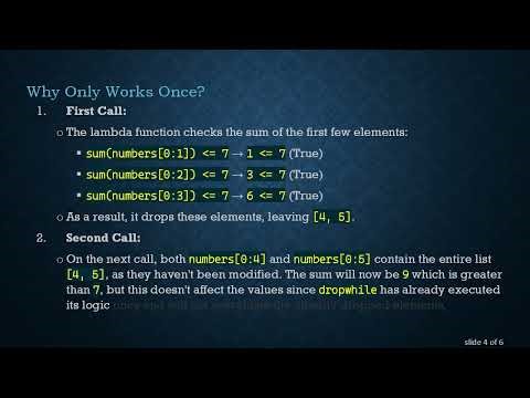Understanding Why itertools.dropwhile Only Works Once with a List
