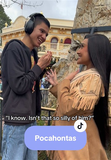 Pocahontas asking Thomas if he had an exciting holiday season #autism #disneyland #disneyparks #disneyprincess #pocahontas