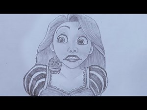 Rapunzel from tangled Disney Princess drawing sketch step by step.🩷