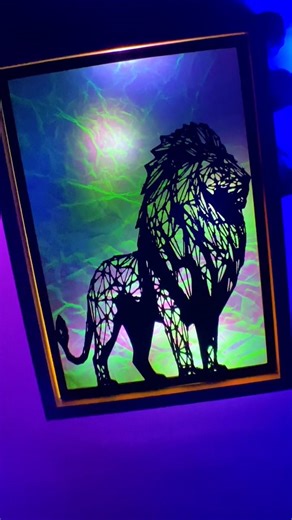 I Made a Glowing Geometric Lion (Wait for the Reveal!) #dailyshorts #craft #diy