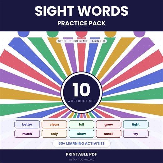 Dolch Sight Words Worksheets Set 10 | Preschool Kindergarten Reading Activities (PDF) - Etsy