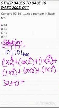 NUMBER BASE SYSTEM (CONVERSION TO BASE 10) #waecmaths #waec #exam
