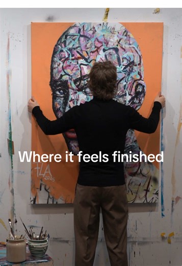 The last part of my artprocess. Acryl/ Mixed Media on Canvas #colorfulpainting #portraitpainting #portraitartwork #mixedmedia #canvasart #canvaspainting🎨