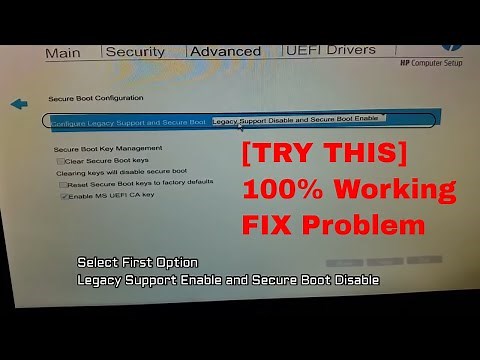 Legacy Support Enable and Secure Boot Disable / Enable PXE / Legacy boot BIOS settings HP