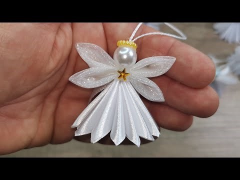 Christmas angel/ Handmade gift ideas/ Handicraft making at home/ Kanzashi angel/ diy home decor