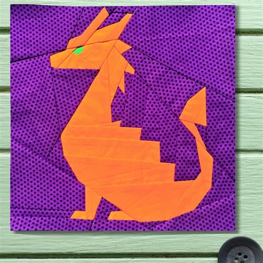 Dragon Quilt Block Pattern Foundation Paper Piecing FPP PDF 25.4 Cm or 10 Inch - Etsy Australia