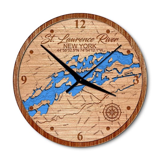 St. Lawrence River, New York 14in Layered Map Clock - Any Lake, Pond, or Reservoir - Unique Home Decor - Etsy