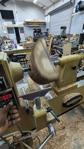 Another ambitious project @dreadknotwoodshop • I am starting a very green live edge bowl today... #powermaticwoodworking #powermaticlathe | Powermatic