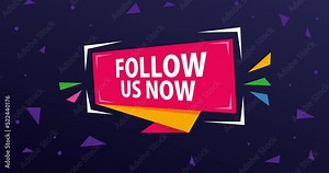 animated colorful symbol background follow us now