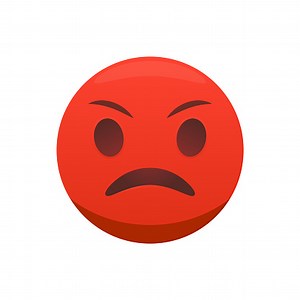 Angry emoji with red face, frowning mouth, Irritated emoji. Grumpy...