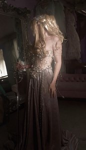 Trying on the Silver Citadel Gown by Firefly Path 🩶⚔️Model: Elizabeth Elder Ears: @madhousefxstudio Light: 60x #fantasy #80s #knight #ethereal #elf #fireflypath | Elizabeth Elder Photography
