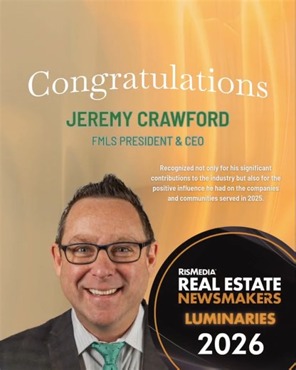 Big congratulations to Jeremy Crawford, FMLS CEO, for being named a RISMedia 2026 Newsmaker! 🚀 Jeremy’s forward-thinking leadership and dedication to empowering our members truly sets him apart. Proud moment for FMLS! 👏 RISMedia | FMLS - First Multiple Listing Service