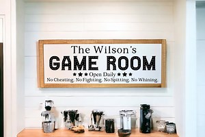 Personalized Game Room Sign, Game Room Sign, Game Roon Decor, Rec Room Sign, Arcade Sign, Gaming Sign, No Cheating No Fighting No Whining - Etsy