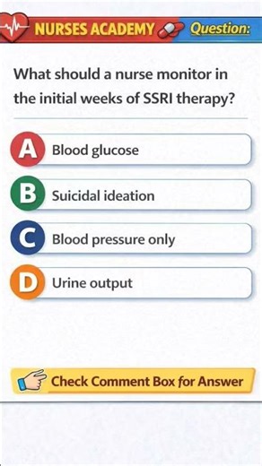 SSRI Nursing Alert 🚨 | What to Monitor First? 💊 #Shorts