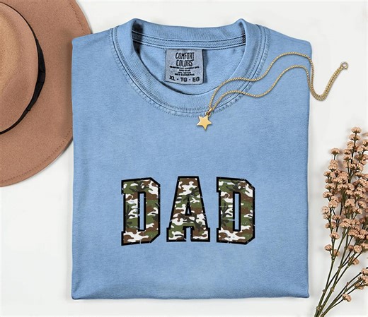 Comfort Colors® Camo Letters Dad Funny Graphic Tee, Military Style Father's Day Inspired Design, Minimalist Gift for Dad Unisex T-shirt - Etsy