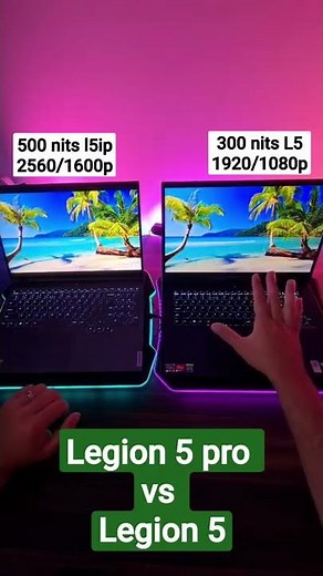 Legion 5 Pro VS legion 5 | screen brightness comparison 300 nits vs 500 nits + colours