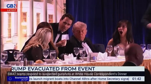 BREAKING:Several gun-shots heard at the White House Correspondents’ Dinner.The President and First Lady are immediately escorted out of the building by Secret Service. Armed SWAT team secure the room.
