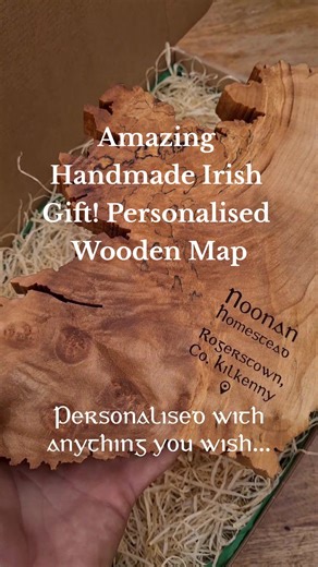 Handmade in Ireland with love by Cian Magill, these Wooden Maps of Ireland Wall Art are engraved with the recipient's native Irish townland, or anything you wish! Crafted from beautiful rare 'figured'-Sycamore wood that live in County Galway since c. 1940's. Free Worldwide Shipping but Limited stock Available! A truly heartfelt & unique Irish gift for your loved-ones, especially those with Irish heritage... Order yours now at: Magill Woodcraft Ireland 🇮🇪 ❤️ 🇮🇪 ❤️ 🇮🇪 www.magillwoodcraftirel