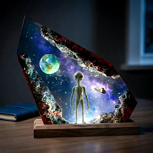 Alien Resin Lamp, UFO Galaxy Night Light, Space Epoxy Art, Sci-fi Desk Decor, Unique Gift for Space Lovers - Etsy