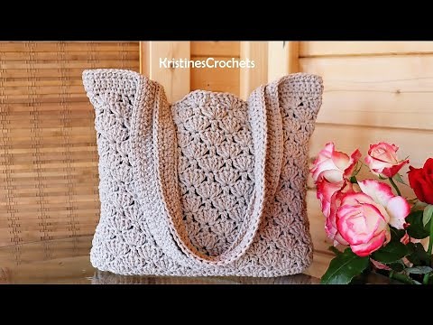 Easy Crochet Shells Tote Market Bag - Beginner Friendly Pattern