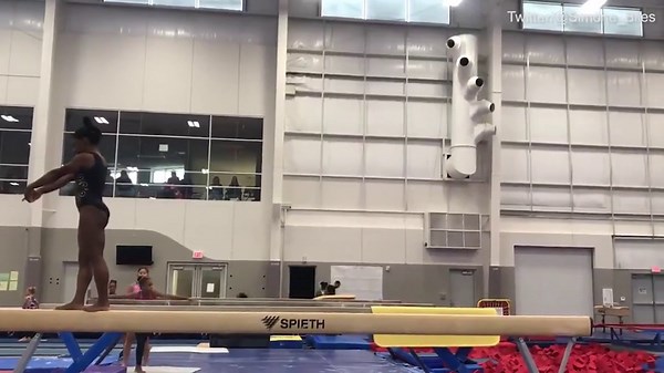 Making it look easy: Simone Biles shows off training routine