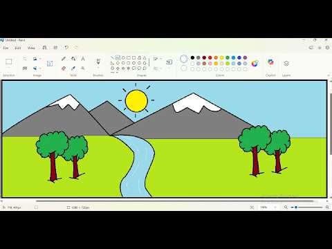 Beautiful Nature Scenery Drawing in MS Paint | Easy Landscape Art