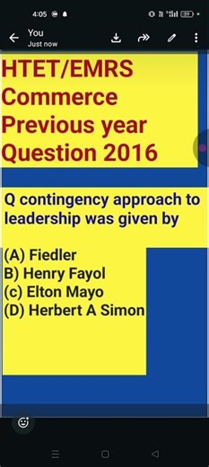#Business studies #contingency approach to leadership MCQ, HTET Previous year McQ