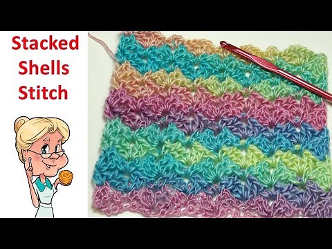 EASY Stacked Shells Stitch - Crochet Tutorial - 2 Row Repeat