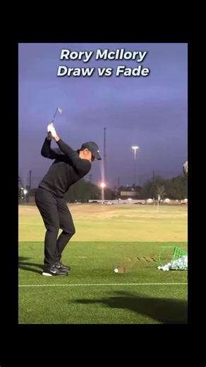 CDM Performance Golf on Instagram: "Rory makes shaping the ball look effortless, and here’s why: His body positions and delivery angles change just enough to send the ball either left or right without rebuilding the whole swing. For the draw: He keeps the body slightly more closed in transition, the trail shoulder works down, and the club drops more inside. This shallower delivery lets the face naturally close and produces the push-draw he’s known for. For the fade: He opens the chest earlier, t