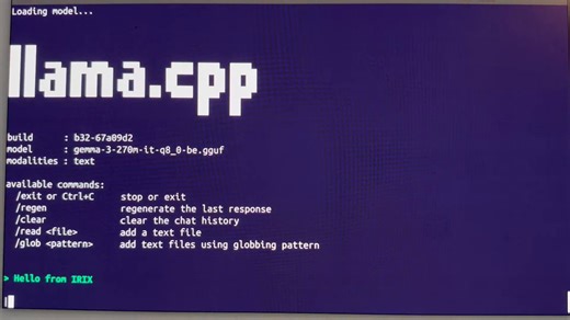 Whew!Big work today getting optimized llama.cpp MIPS R8000 kernel running on the SGI Power Challenge deskside from 1995 with Gemma 3 270M.Went from 0.16 to 0.5 tok/s with a combination of MIPSPro compiler and manual asm optimizations. Not bad for 30 year old hardware.1/