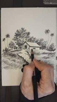 Simple Pencil Landscape Drawing Step by Step | Shading Techniques #pencildrawing #tutorial