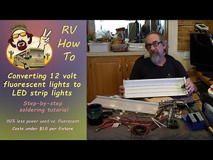 Converting fluorescent 12 volt RV lights to LED strip lights || RV How-to