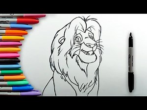 How to Draw Mufasa from Lion King Disney Easy Coloring pages for Kids and Beginners